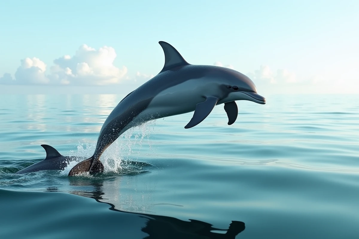 Dauphin sautant hors de l'eau, illustration de l'intelligence et de la communication des cétacés