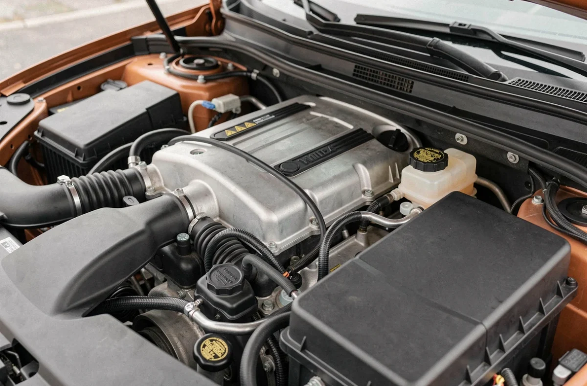 Gros plan sur les composants intérieurs d'un moteur de voiture moderne pour guide d'entretien